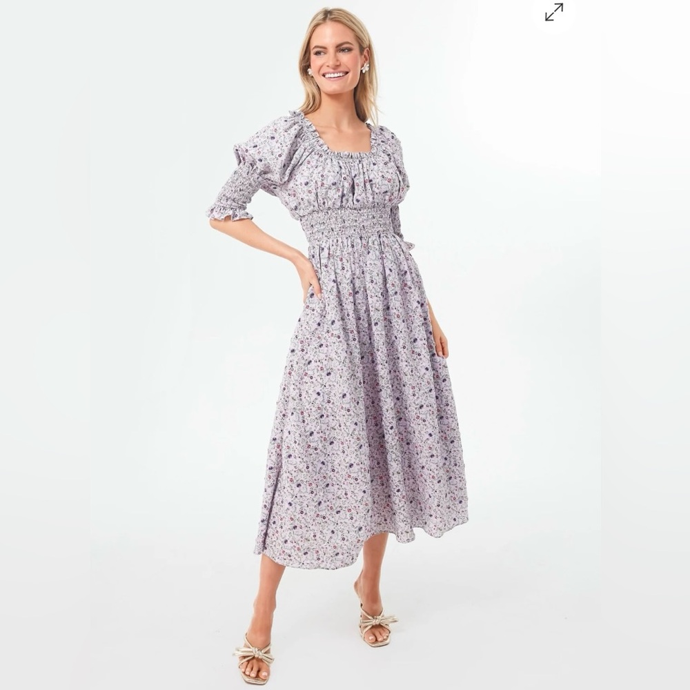 Hyacinth House Lilac Ruched Neck Cali Midi Dress